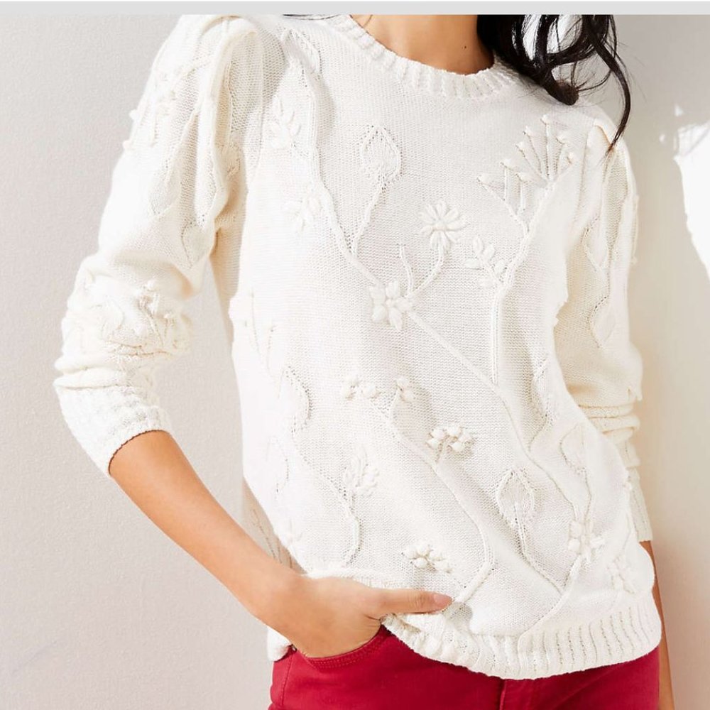 LOFT Floral Bobble Sweater
